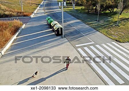 Stock Image - Pedestrian crossing, Expo 2008 enclosure, Zaragoza, Spain. Fotosearch