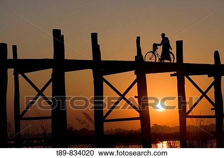 Pedestrian on U Bein Bridge, Taugthaman Lake, View Large Photo Image Stock Image - Pedestrian on U Bein Bridge, Taugthaman Lake,. Fotosearch