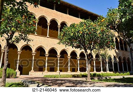 Pedralbes Monastery cloister. Gothic style, 14th century. Barcelona, Catalonia, Spain, Europe. View Large Photo Image Stock Photography - Pedralbes Monastery cloister. Gothic style, 14th century. Barcelona, Catalonia, Spain, Europe.. Fotosearch