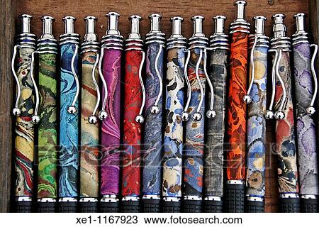 pens with illustrations. View Large Photo Image Stock Image - pens with illustrations.. Fotosearch