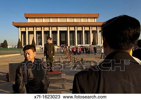 People and soldier in front of Mao Zedong's Mausoleum, in Tiananmen Square, Beijing, China View Large Photo Image Stock Image - People and soldier in front of Mao Zedong's Mausoleum, in Tiananmen Square, Beijing, China. Fotosearch