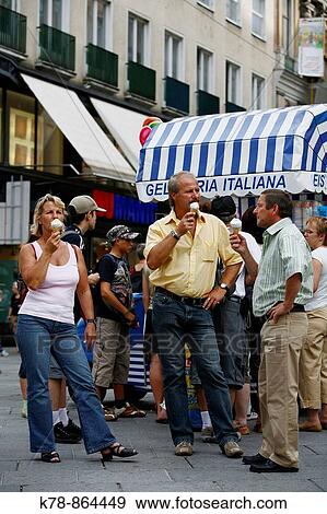 People eating ice cream, Vienna, Austria View Large Photo Image Stock Photo - People eating ice cream, Vienna, Austria. Fotosearch