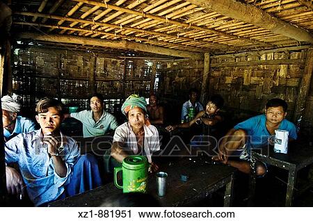 Stock Image - People in a bar, Bandarban, Bangladesh. Fotosearch