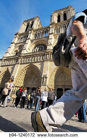 People in front of Notre-Dame Cathedral.? le de la Cit?. Paris, France. View Large Photo Image Stock Image - People in front of Notre-Dame Cathedral.? le de la Cit?. Paris, France.. Fotosearch