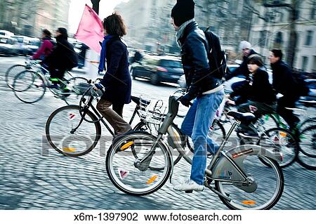 People on cycles Paris, France, Europe View Large Photo Image Stock Image - People on cycles Paris, France, Europe. Fotosearch