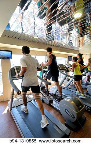 People on treadmills in a gym View Large Photo Image Stock Photography - People on treadmills in a gym. Fotosearch