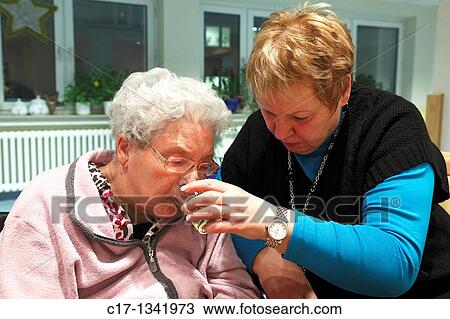 people, physical handicap, old age, retirement home, Altenzentrum der St Clemens Hospitale in Sterkrade, older woman View Large Photo Image Stock Image - people, physical handicap, old age, retirement home, Altenzentrum der St Clemens Hospitale in Sterkrade, older woman. Fotosearch