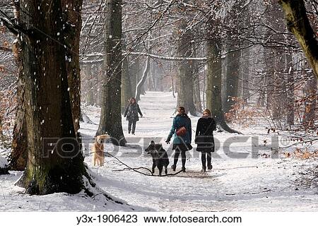 Stock Image - People walking at Park in Nehterlands. Fotosearch