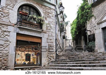 Pera stairs, Girona, Autonomous community of Catalonia, Spain, Europe View Large Photo Image Stock Photography - Pera stairs, Girona, Autonomous community of Catalonia, Spain, Europe. Fotosearch
