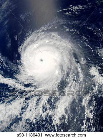 Stock Image - Perfectly circular, powerful Hurricane Celia spaned hundreds of miles over the Pacific Ocean in this image from June 24, 2010. Fotosearch