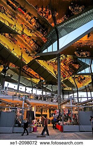 Pergola with mirrors, Encants Vells new building, Fira de Bellcaire, arch. Fermin Vazquez, 2013, Barcelona, Catalonia, Spain View Large Photo Image Stock Image - Pergola with mirrors, Encants Vells new building, Fira de Bellcaire, arch. Fermin Vazquez, 2013, Barcelona, Catalonia, Spain. Fotosearch