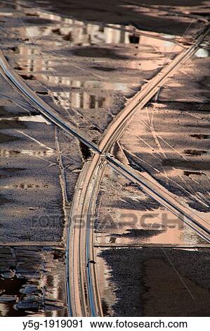 person crossing tram lines in city town View Large Photo Image Stock Image - person crossing tram lines in city town. Fotosearch