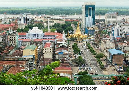 Perspective of Yangon downtown View Large Photo Image Stock Image - Perspective of Yangon downtown. Fotosearch