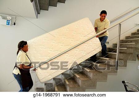Peru, Lima, Barranco, Calle Centenario, 3B Barranco Bed & and Breakfast, hotel, stairs, aluminum railing, Hispanic, Black, man, woman, housekeeper, job, staff, lifting, mattress, climbing,. View Large Photo Image Stock Image - Peru, Lima, Barranco, Calle Centenario, 3B Barranco Bed & and Breakfast, hotel, stairs, aluminum railing, Hispanic, Black, man, woman, housekeeper, job, staff, lifting, mattress, climbing,.. Fotosearch