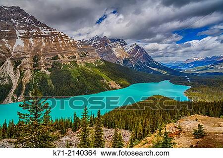 Peyto Lake along the Icefields Parkway in Banff National Park, Alberta, Canada. View Large Photo Image Picture - Peyto Lake along the Icefields Parkway in Banff National Park, Alberta, Canada.. Fotosearch