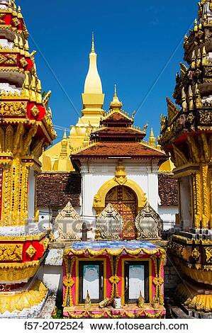 Pha That Luang Temple in Vientaine, Laos. View Large Photo Image Picture - Pha That Luang Temple in Vientaine, Laos.. Fotosearch