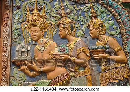 Phnom Penh (Cambodia): Buddhist bas-relief by the Wat Phnom View Large Photo Image Picture - Phnom Penh (Cambodia): Buddhist bas-relief by the Wat Phnom. Fotosearch