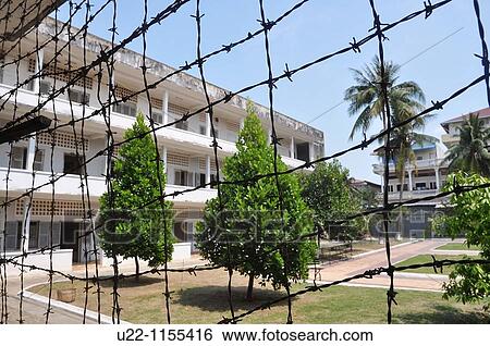 Stock Photograph - Phnom Penh (Cambodia): the Tuol Sleng Genocide Museum, former school and Security Prison 21 (S-21) of the Khmer Rouge regime. Fotosearch