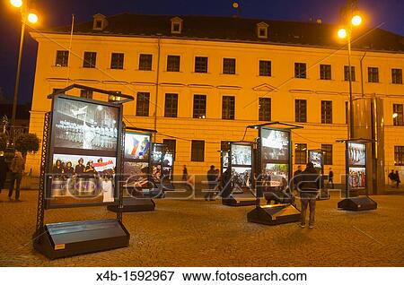 Photo exhibition celebrating the end of Socialist dictatorships 22 years earlier at Namesti Republiky square Prague Czech Republic Europe View Large Photo Image Stock Photo - Photo exhibition celebrating the end of Socialist dictatorships 22 years earlier at Namesti Republiky square Prague Czech Republic Europe. Fotosearch