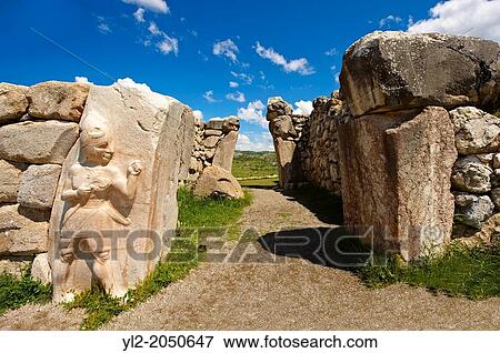 Stock Photo - Photo of the Hittite releif sculpture on the Kings gate to the Hittite capital Hattusa 12.. Fotosearch