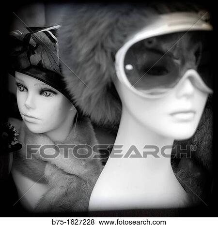 photograph of two busts of women mannequins, one with sunglasses View Large Photo Image Stock Photo - photograph of two busts of women mannequins, one with sunglasses. Fotosearch