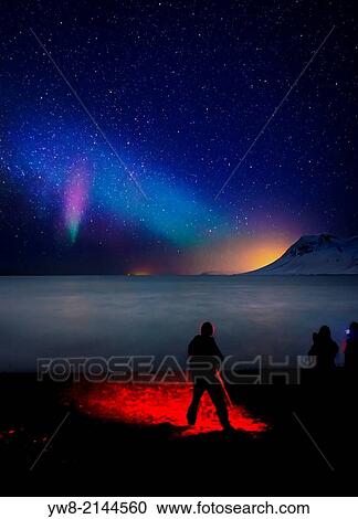 Photographing the Auroras Kolgrafarfjordur, Snaefellsnes Peninsula, Iceland. View Large Photo Image Stock Image - Photographing the Auroras Kolgrafarfjordur, Snaefellsnes Peninsula, Iceland.. Fotosearch