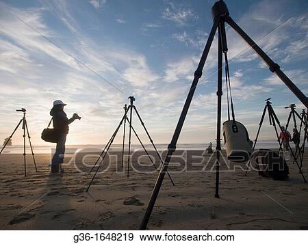 Photography equipment on the beach at sunset in Morro Bay, California, United States View Large Photo Image Stock Photo - Photography equipment on the beach at sunset in Morro Bay, California, United States. Fotosearch