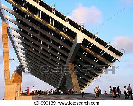 Photovoltaic pergola, Forum 2004 Barcelona Spain View Large Photo Image Stock Photo - Photovoltaic pergola, Forum 2004 Barcelona Spain. Fotosearch