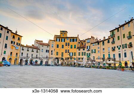 Piazza Anfiteatro Lucca Italy View Large Photo Image Stock Photo - Piazza Anfiteatro Lucca Italy. Fotosearch