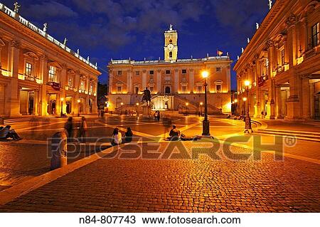 Piazza del Campidoglio at night, Capitoline Hill, Rome, Italy View Large Photo Image Stock Image - Piazza del Campidoglio at night, Capitoline Hill, Rome, Italy. Fotosearch