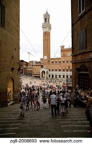 Stock Image - Piazza del campo, main square in Siena - Tuscany Italy. Fotosearch