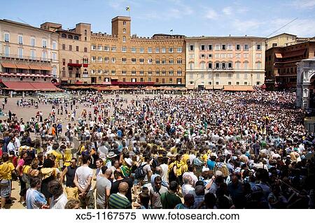 Piazza del Campo, Palio, Siena, Tuscany, Italy View Large Photo Image Stock Photography - Piazza del Campo, Palio, Siena, Tuscany, Italy. Fotosearch