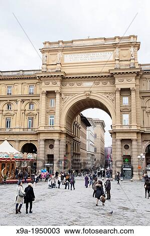 Piazza della Republica Square; Florence; Italy. View Large Photo Image Stock Image - Piazza della Republica Square; Florence; Italy.. Fotosearch