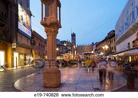 Piazza delle Erbe, Verona, Veneto, Italy View Large Photo Image Stock Photo - Piazza delle Erbe, Verona, Veneto, Italy. Fotosearch