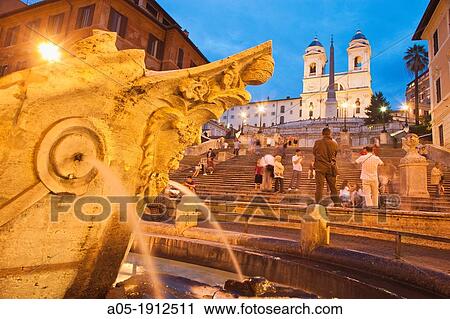 Piazza di Spagna square, Trinita dei Monti church and the Spanish Steps, Rome, Lazio, Italy. View Large Photo Image Stock Image - Piazza di Spagna square, Trinita dei Monti church and the Spanish Steps, Rome, Lazio, Italy.. Fotosearch