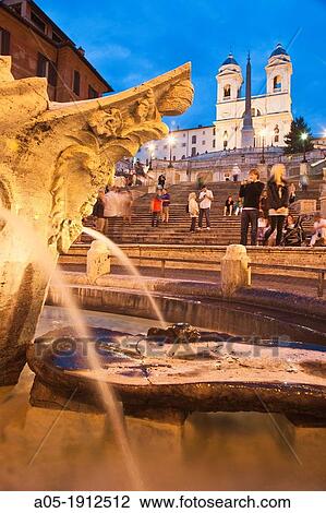 Piazza di Spagna square, Trinita dei Monti church and the Spanish Steps, Rome, Lazio, Italy. View Large Photo Image Stock Image - Piazza di Spagna square, Trinita dei Monti church and the Spanish Steps, Rome, Lazio, Italy.. Fotosearch