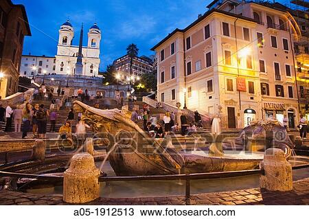 Piazza di Spagna square, Trinita dei Monti church and the Spanish Steps, Rome, Lazio, Italy. View Large Photo Image Stock Image - Piazza di Spagna square, Trinita dei Monti church and the Spanish Steps, Rome, Lazio, Italy.. Fotosearch