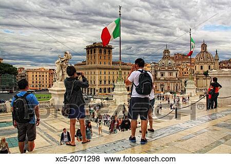 Stock Photo - Piazza di Venezia from Vittorio Emanuele II National Monument, Rome, Italy. Fotosearch