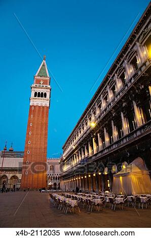 Piazza San Marco St Mark's Square with terrace of Caffe Florian and campanile tower Venice the Veneto Italy Europe. View Large Photo Image Stock Photography - Piazza San Marco St Mark's Square with terrace of Caffe Florian and campanile tower Venice the Veneto Italy Europe.. Fotosearch