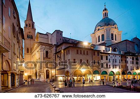 Piazza (square) delle Erbe and Chiesa (church) di Sant? Andrea. Mantova. Lombardy, Italy View Large Photo Image Stock Photo - Piazza (square) delle Erbe and Chiesa (church) di Sant? Andrea. Mantova. Lombardy, Italy. Fotosearch