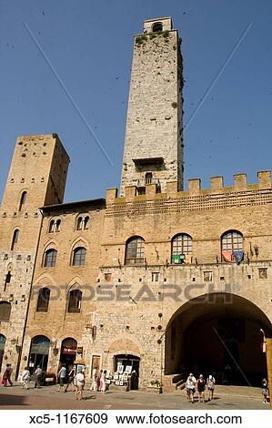 Stock Photo - Piazzo del Duomo, San Gimignano, Tuscany, Italy. Fotosearch