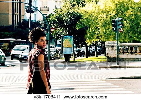 Picture of a girl crossing a pedestrian cross. View Large Photo Image Stock Image - Picture of a girl crossing a pedestrian cross.. Fotosearch