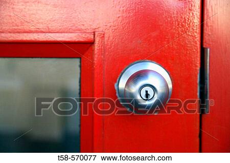 Picture of red door with aluminum knob View Large Photo Image Stock Photo - Picture of red door with aluminum knob. Fotosearch