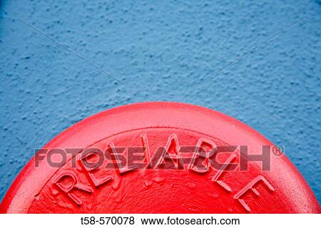 Stock Photo - Picture of red sign against a blue wall.. Fotosearch