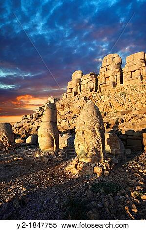 Stock Photography - Picture & photo of the statues of around the tomb of Commagene King Antochus 1 on the top of Mount Nemrut, Turkey.. Fotosearch