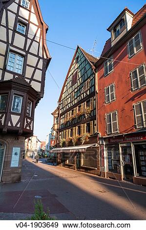 Picturesque timbered houses in Colmar, Alsace, France, Europe View Large Photo Image Stock Photo - Picturesque timbered houses in Colmar, Alsace, France, Europe. Fotosearch