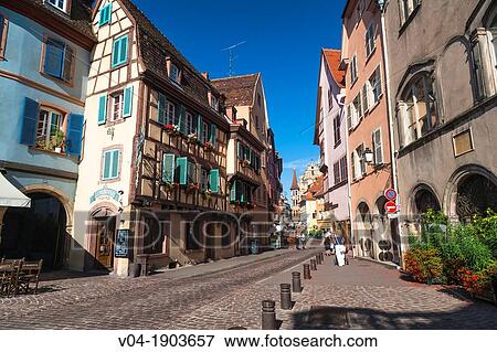 Picturesque timbered houses in Colmar, Alsace, France, Europe View Large Photo Image Stock Photo - Picturesque timbered houses in Colmar, Alsace, France, Europe. Fotosearch