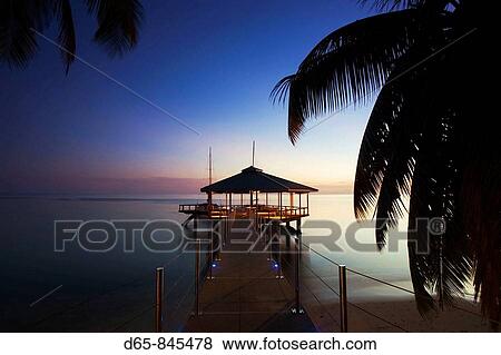 Pier At Coco De Mer Hotel At Sunset Anse Bios De Rose Praslin Island Seychelles Stock Photo D65 Fotosearch