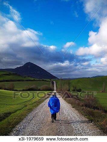 Stock Photo - Pilgrim in Monreal. Navarre. Spain. Fotosearch