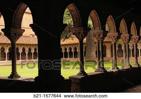 Pilgrimage way to Santiago de Compostela: cloister of the Saint Pierre Abbey, Moissac, Tarn-et-Garonne, Midi-Pyrenees, France View Large Photo Image Picture - Pilgrimage way to Santiago de Compostela: cloister of the Saint Pierre Abbey, Moissac, Tarn-et-Garonne, Midi-Pyrenees, France. Fotosearch